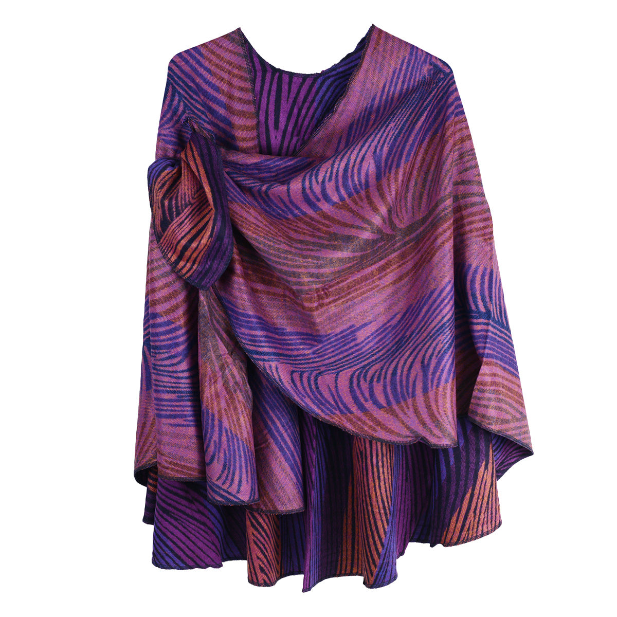 Rapti 100% Cashmere Reversible Loop Shawl (#92) (Jewel Tone Feather)
