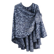 Rapti 100% Cashmere Reversible Loop Shawl (#93) ( Paisley Print Denim )