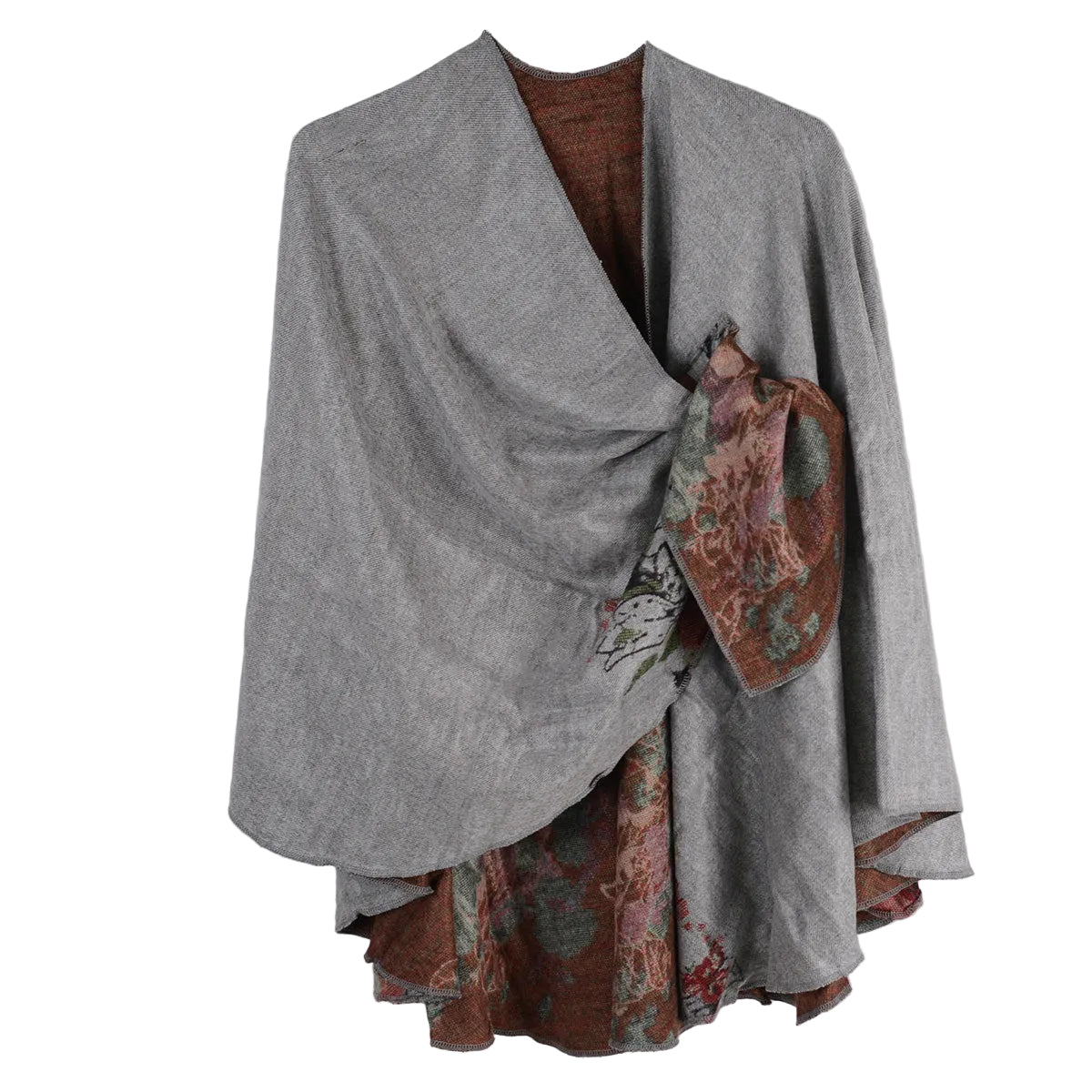 Rapti 100% Cashmere Reversible Loop Shawl (#94) (Floral Bounty Heather Grey)