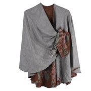 Rapti 100% Cashmere Reversible Loop Shawl (#94) (Floral Bounty Heather Grey)