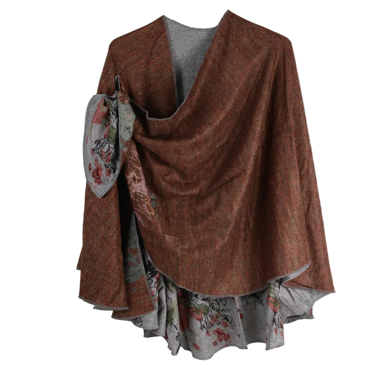 Rapti 100% Cashmere Reversible Loop Shawl (#94) (Floral Bounty Heather Grey)