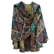 Rapti 100% Cashmere Reversible Loop Shawl (#95) ( Paisley Patchwork) (Navy Khaki Emerald)