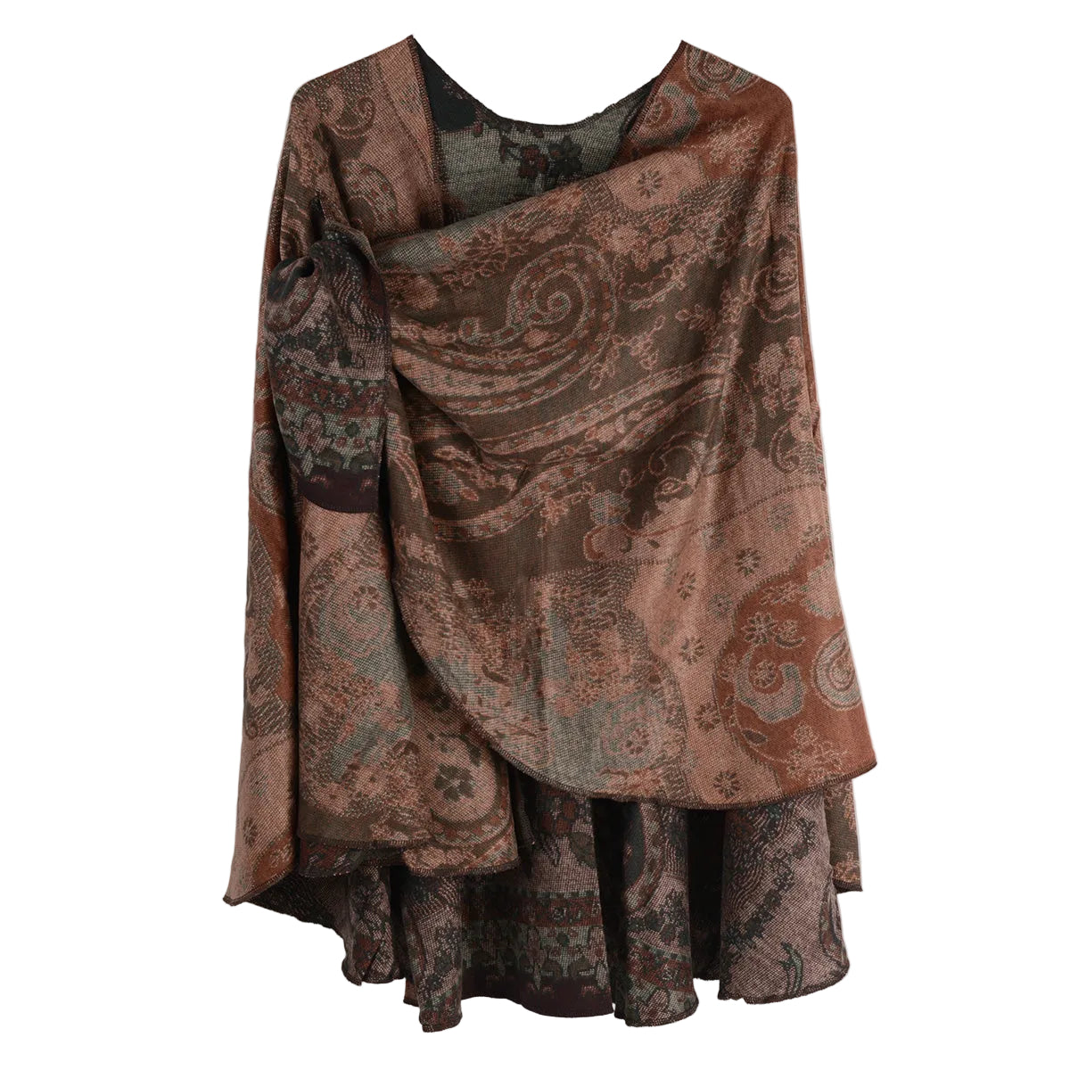 Rapti 100% Cashmere Reversible Loop Shawl (#96) (Cranberry Paisley)