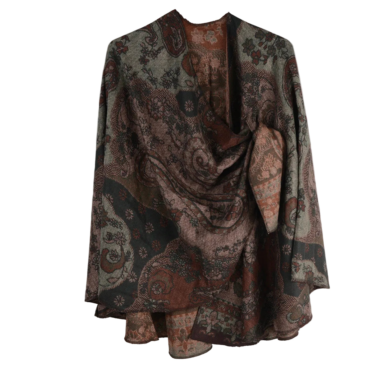 Rapti 100% Cashmere Reversible Loop Shawl (#96) (Cranberry Paisley)