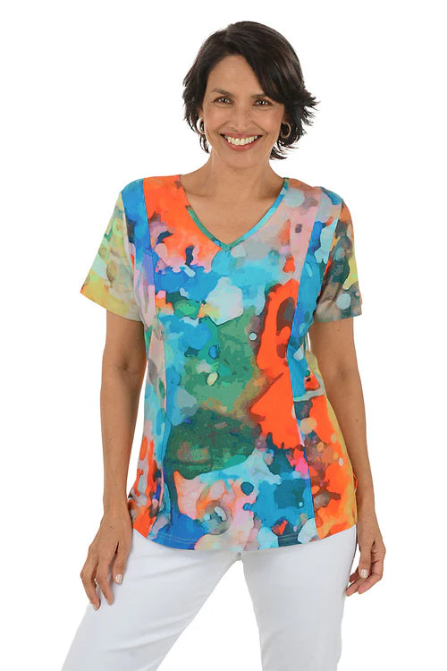Parsley & Sage Harper Knit Short Sleeve Top  (26T07B5)(Multi)