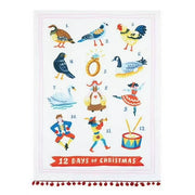 Peking Handicraft 12 Days Christmas with Pom Poms Kitchen Towel