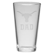 Texas Longhorn Logo Etched Dad Crystal Pub Glass (X0BC2-DAD)
