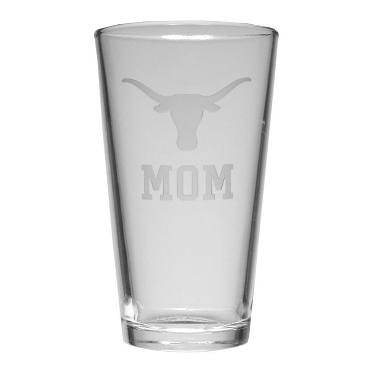 Texas Longhorn Logo Etched Mom Crystal Pub Glass (X0BC2-MOM)