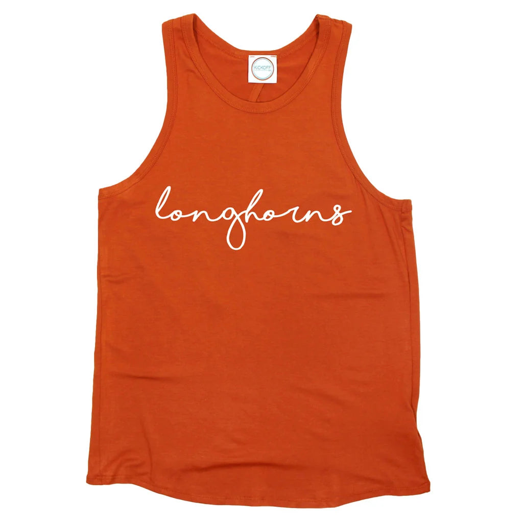 Texas Longhorn Open Back Pride Tank  (TEX21006a) (Burnt Orange )