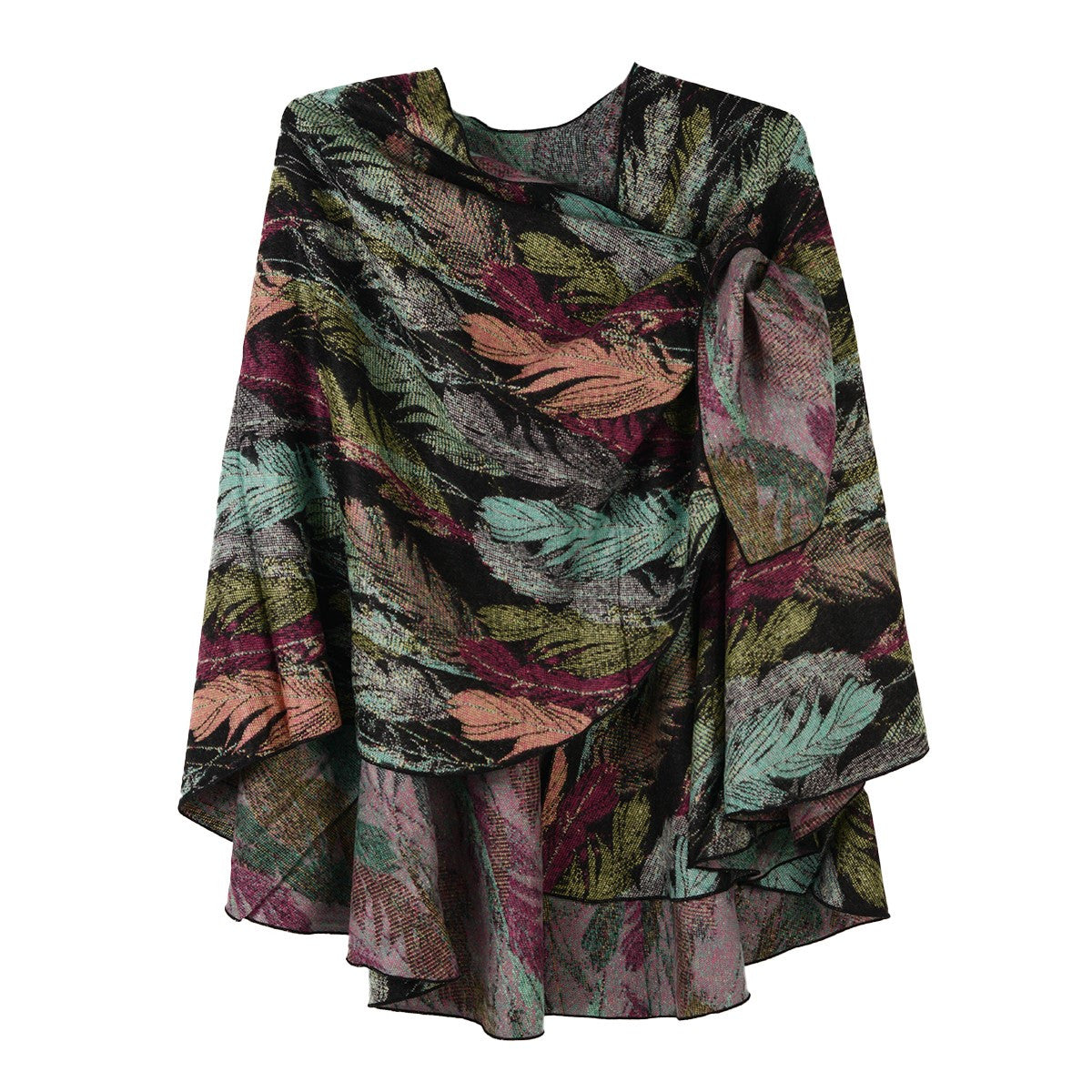 Rapti 100% Cashmere Reverse Loop Shawl (#26) BLK/TEAL/COR