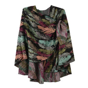 Rapti 100% Cashmere Reverse Loop Shawl (#26) BLK/TEAL/COR