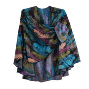 Rapti 100% Cashmere Feathers Reversible Loop Shawl (#44) (BLK/AQUA/PURP)