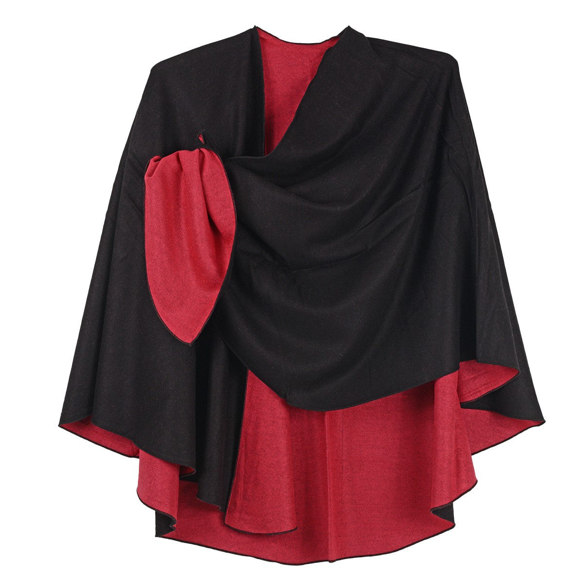 Rapti 100% Cashmere Solid Reversible Loop Shawl (RED/BLK)