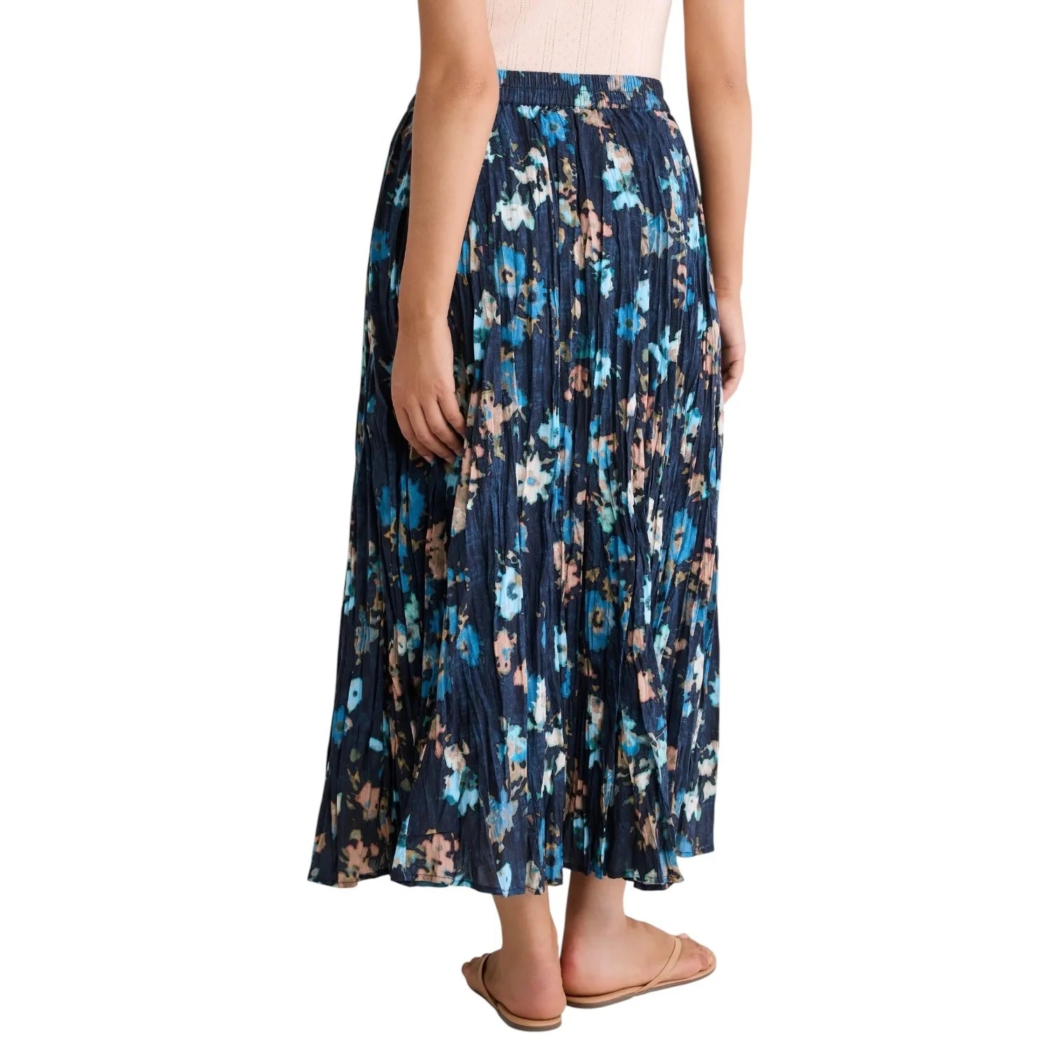 NZ by Nic & Zoe Glowy Floral Core Cotton Crinkle Skirt (BNZM263701)(Indigo Multi)
