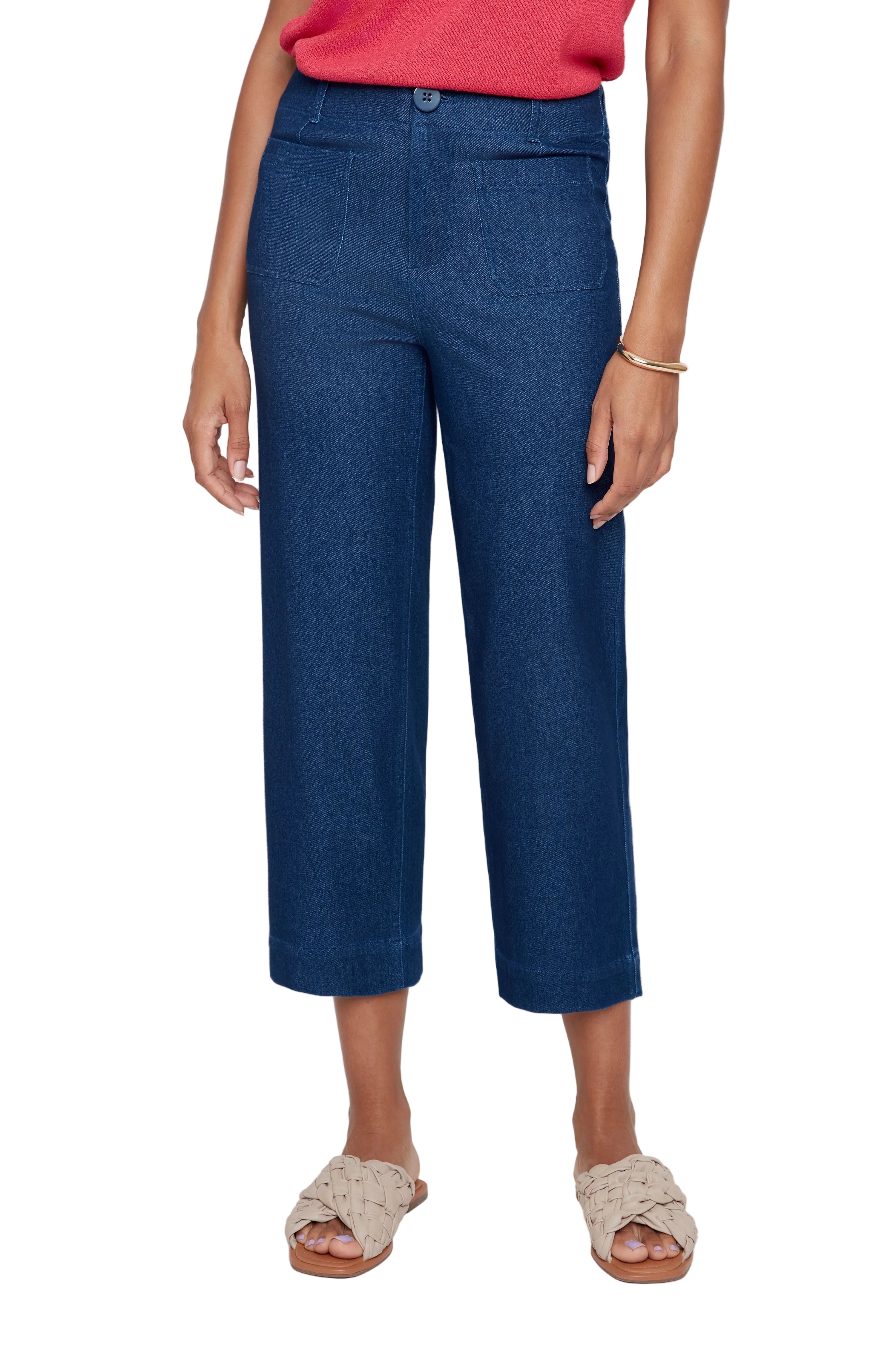 Renuar Knit 4 Pocket Ankle Pant (R1007KDE3020) (Blue)