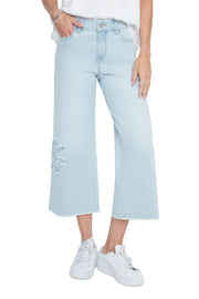 Renuar Fringe Applique Flower Woven Pant (R11057D E2141) (Bleached Blue Wash)