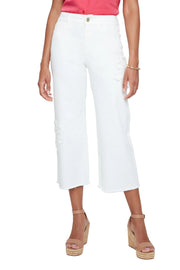 Renuar Fringe Applique Flower Woven Pant (R11057D E2141) (Creme)