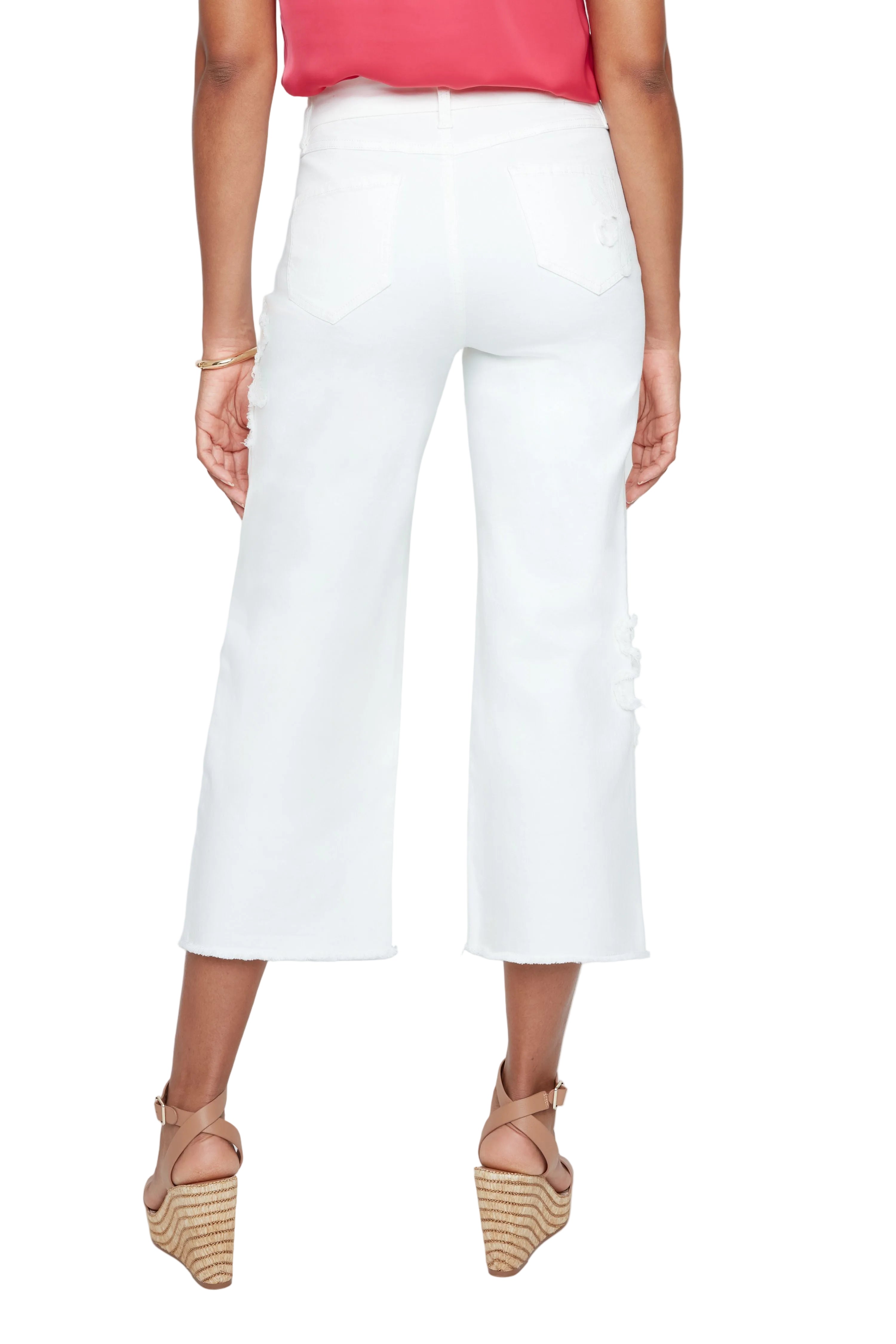 Renuar Fringe Applique Flower Woven Pant (R11057D E2141) (Creme)