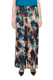 Renuar Luxe Print Satin Pant (R11084-465)(Deep Sea)