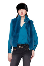 Renuar Solid Faux Fur Short Vest (R3879L) (4-Colors)