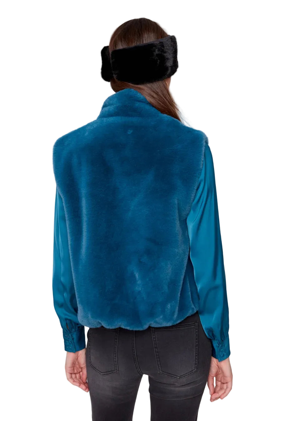 Renuar Solid Faux Fur Short Vest (R3879L) (4-Colors)