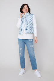 Renuar Quilted Snow Wash Short Vest ( R3908L-E3035) (BLUWHT)