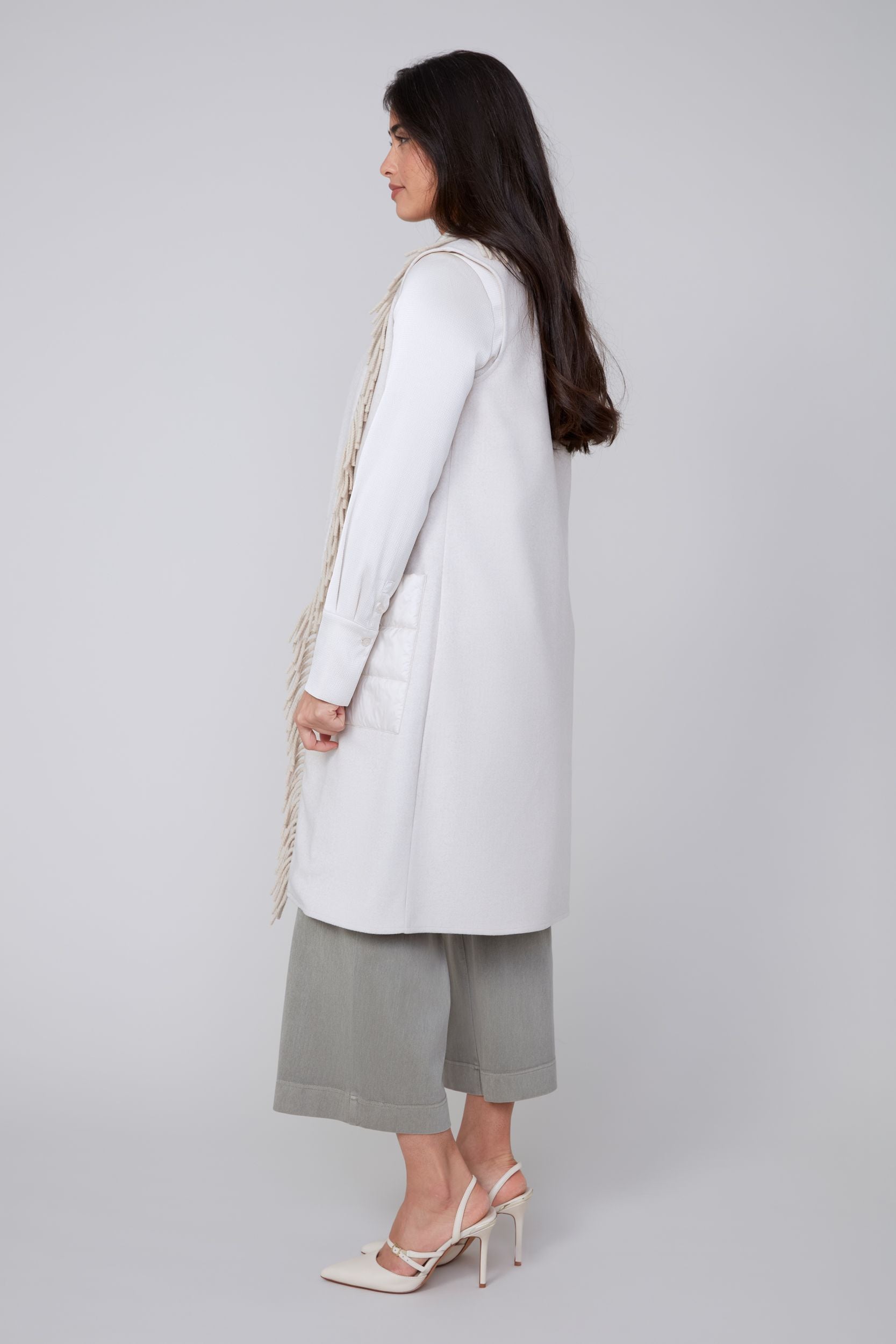 Renuar Oatmeal Long Knit Vest