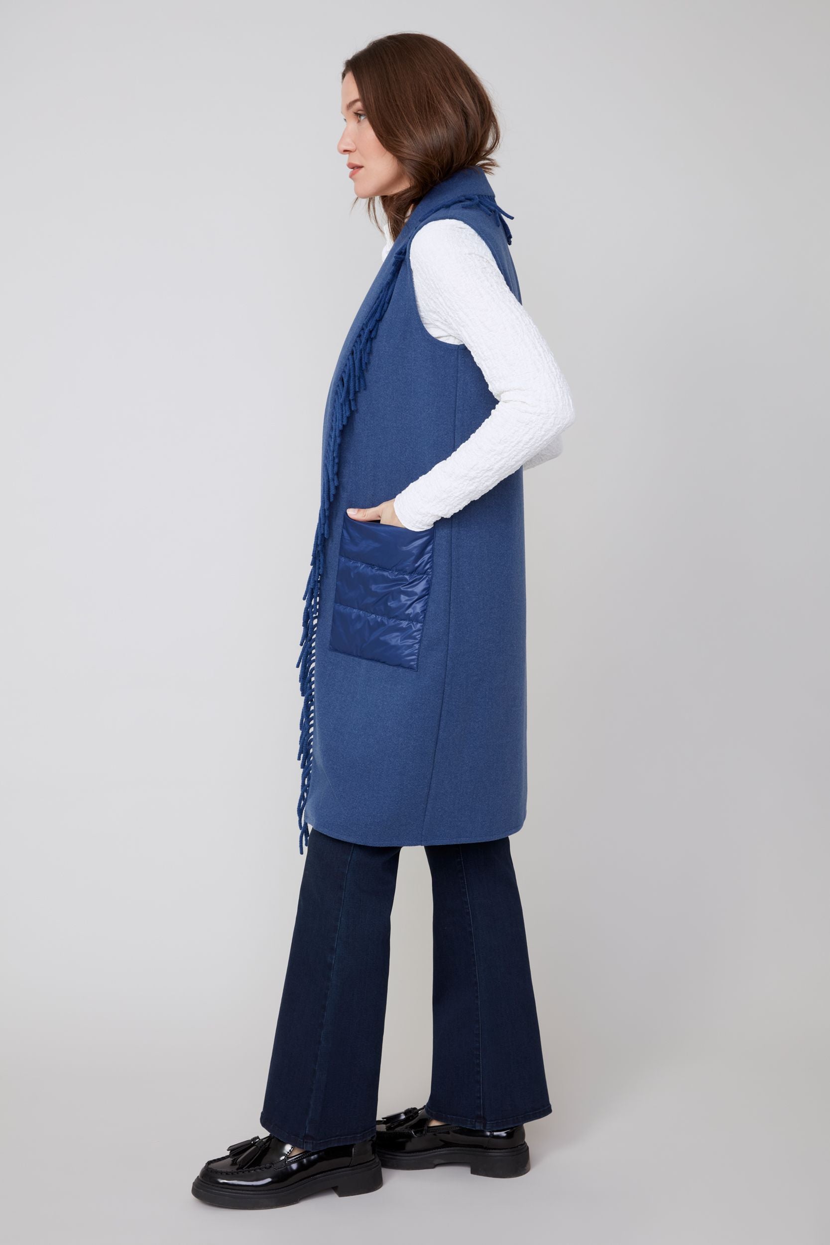 Renuar Oxford Blue Long Knit Vest