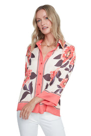 Renuar Woven 3/4 Sleeve Blouse (R5247465) (Sorbet)