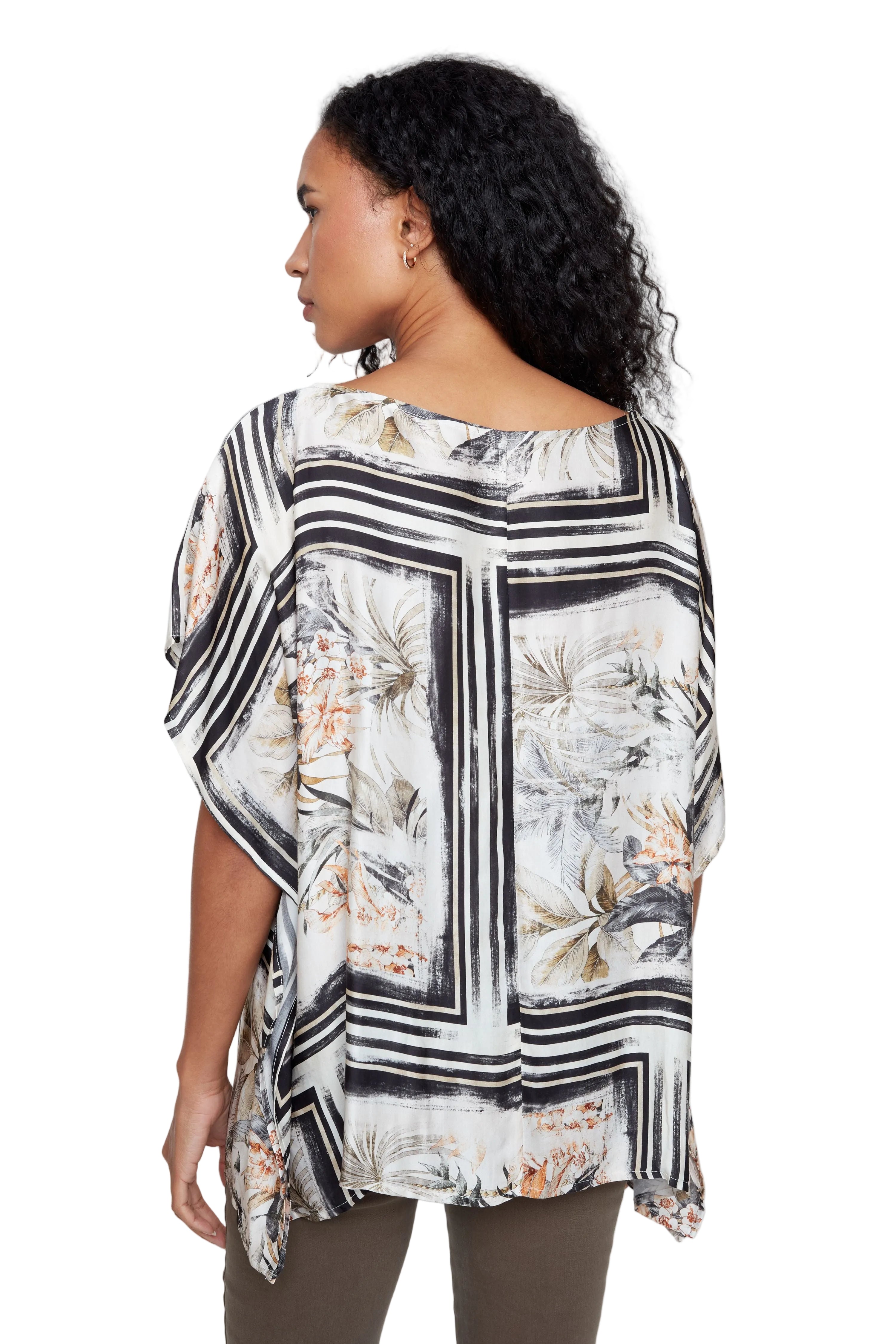 Renuar Woven Bat Wing  Blouse (R5258)(Black Combo)