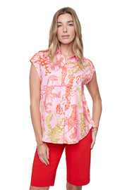 Renuar Lobster Print Blouse (R5261564)(Rose Blossum)