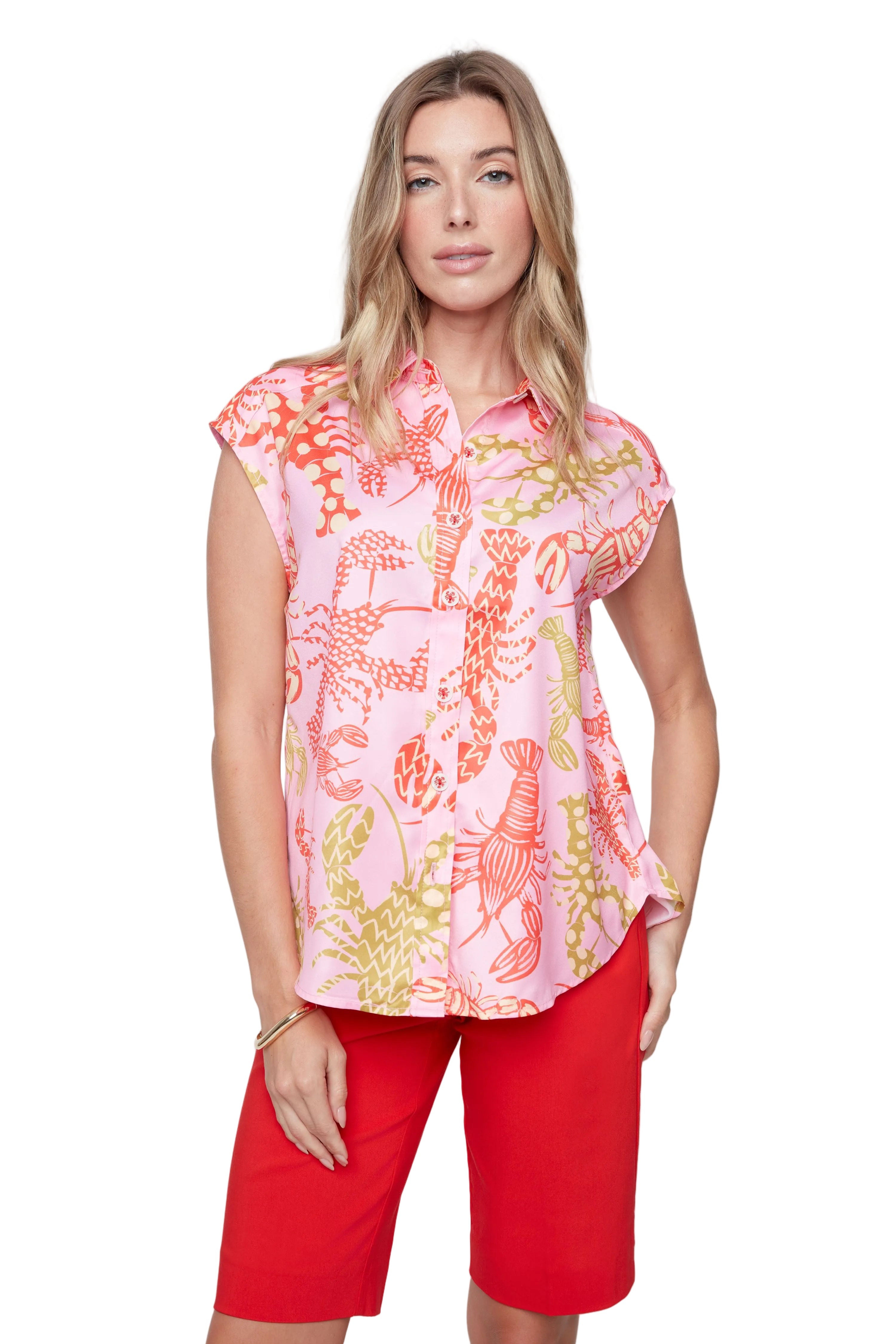 Renuar Lobster Print Blouse (R5261564)(Rose Blossum)