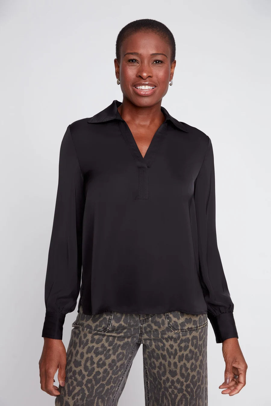 Renuar Lux Silky Fabric Pop-over Top (R5264)(3-Colors)