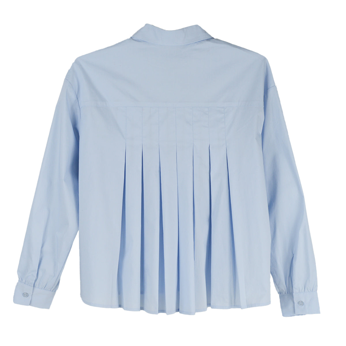 Renuar Crisp Cotton Blend Stretch Solid Woven Flap Pocket Blouse (R5270-790)(Cloud)