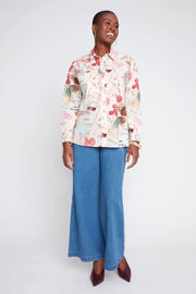 Renuar Retro Print Cotton Blouse (R5284)(Lipstick Combo)