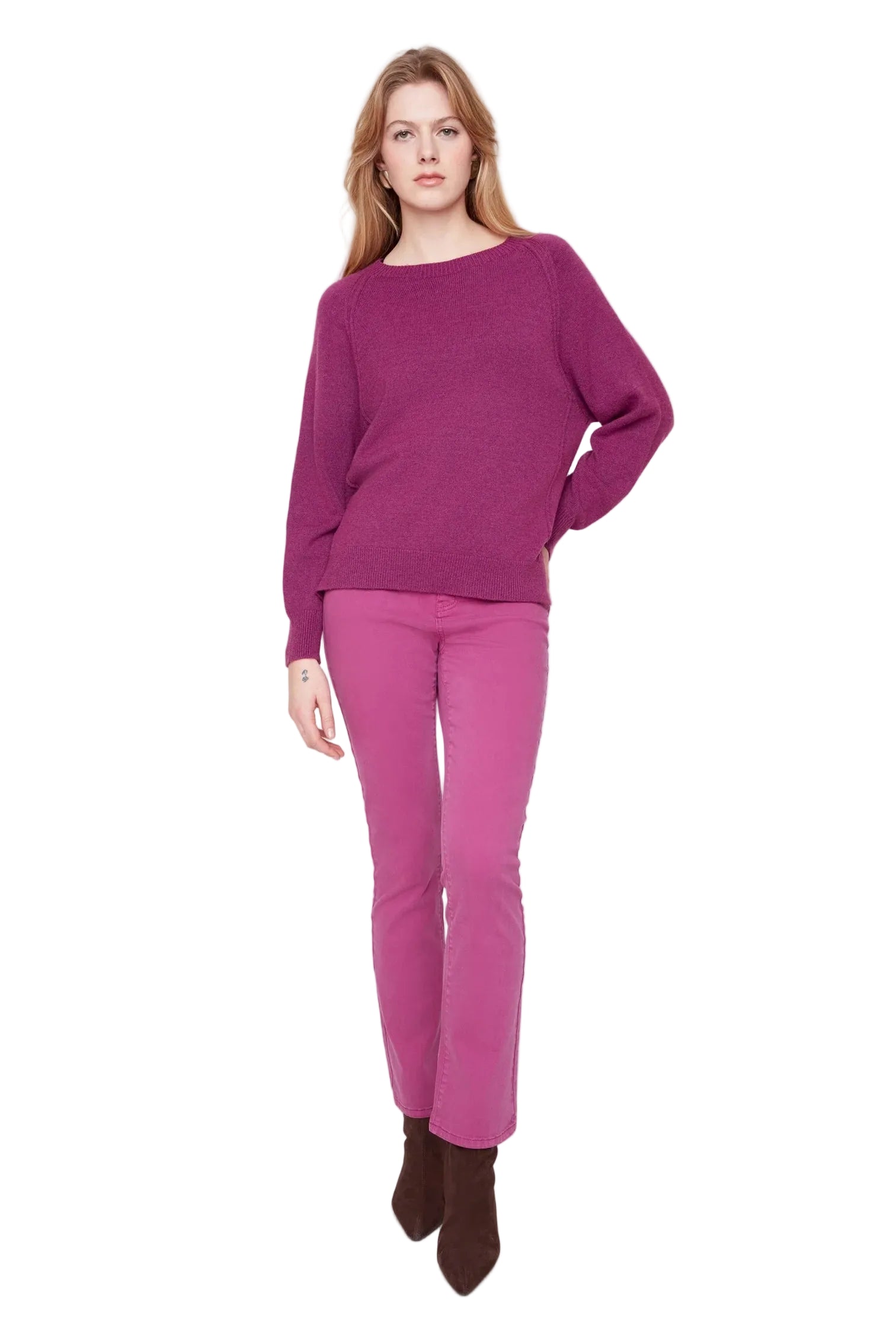 Renuar Soft Knit Sweater (R6948-3391) (Heather Fig)
