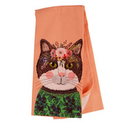 Kay Dee Flowers Everywhere Cat  Dual Purpose Terry Towel (R8582)