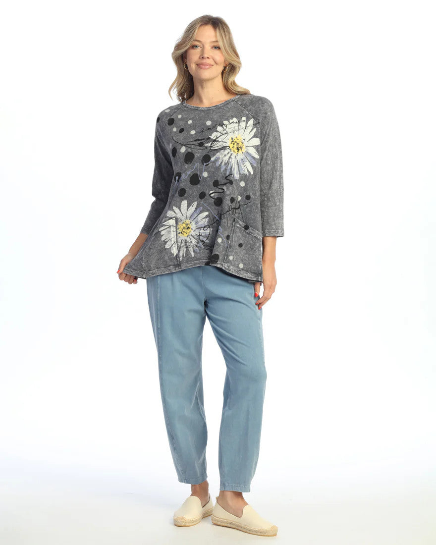 Jess & Jane Retro Daisy Patch Pocket Tunic (GRY)