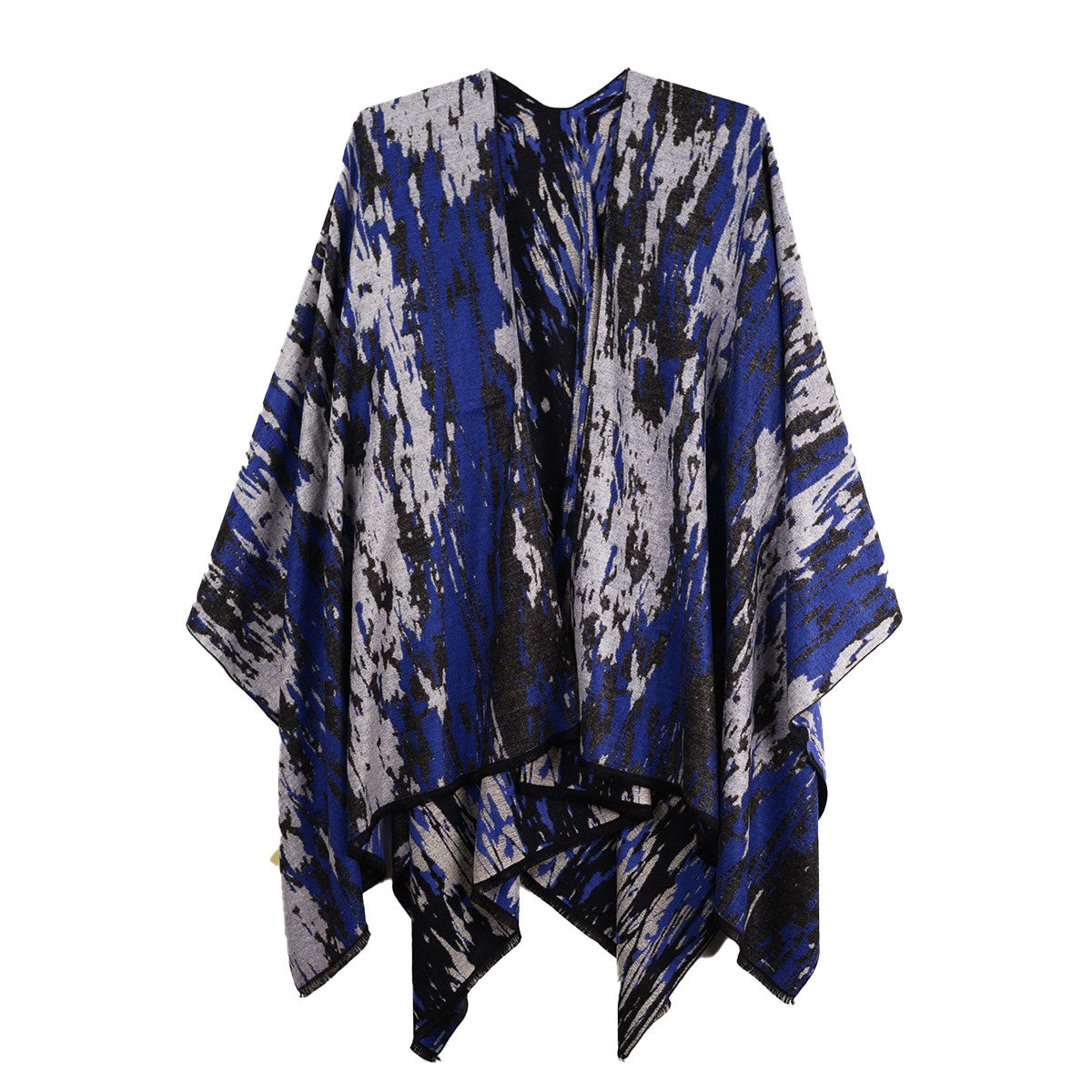 Rapti 100% Cashmere Reversible Ruana (#26 Royal, Black, & Grey)