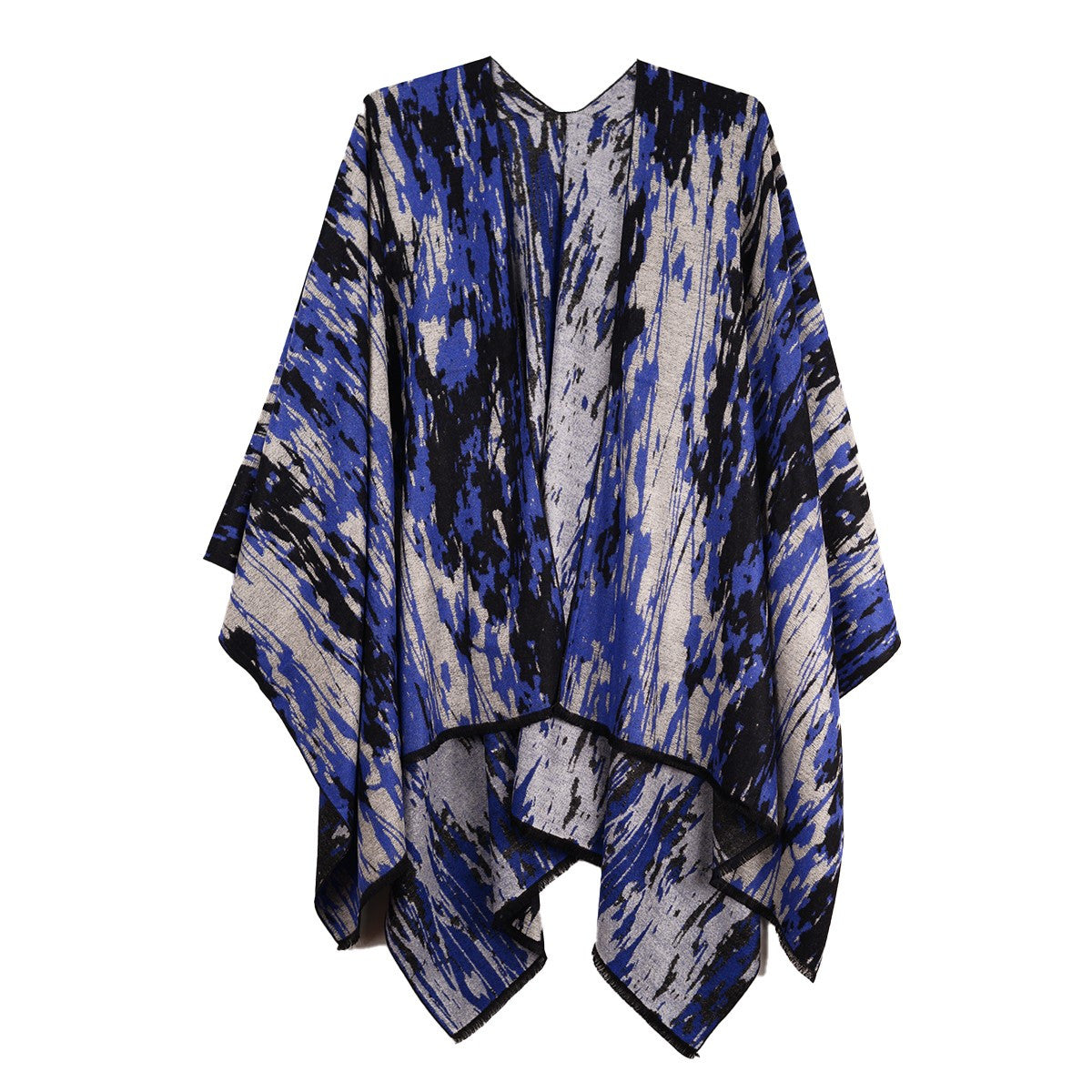 Rapti 100% Cashmere Reversible Ruana (#26 Royal, Black, & Grey)