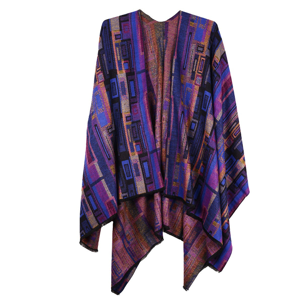 Rapti 100% Cashmere Reversible Ruana (#4) PURP/PNK