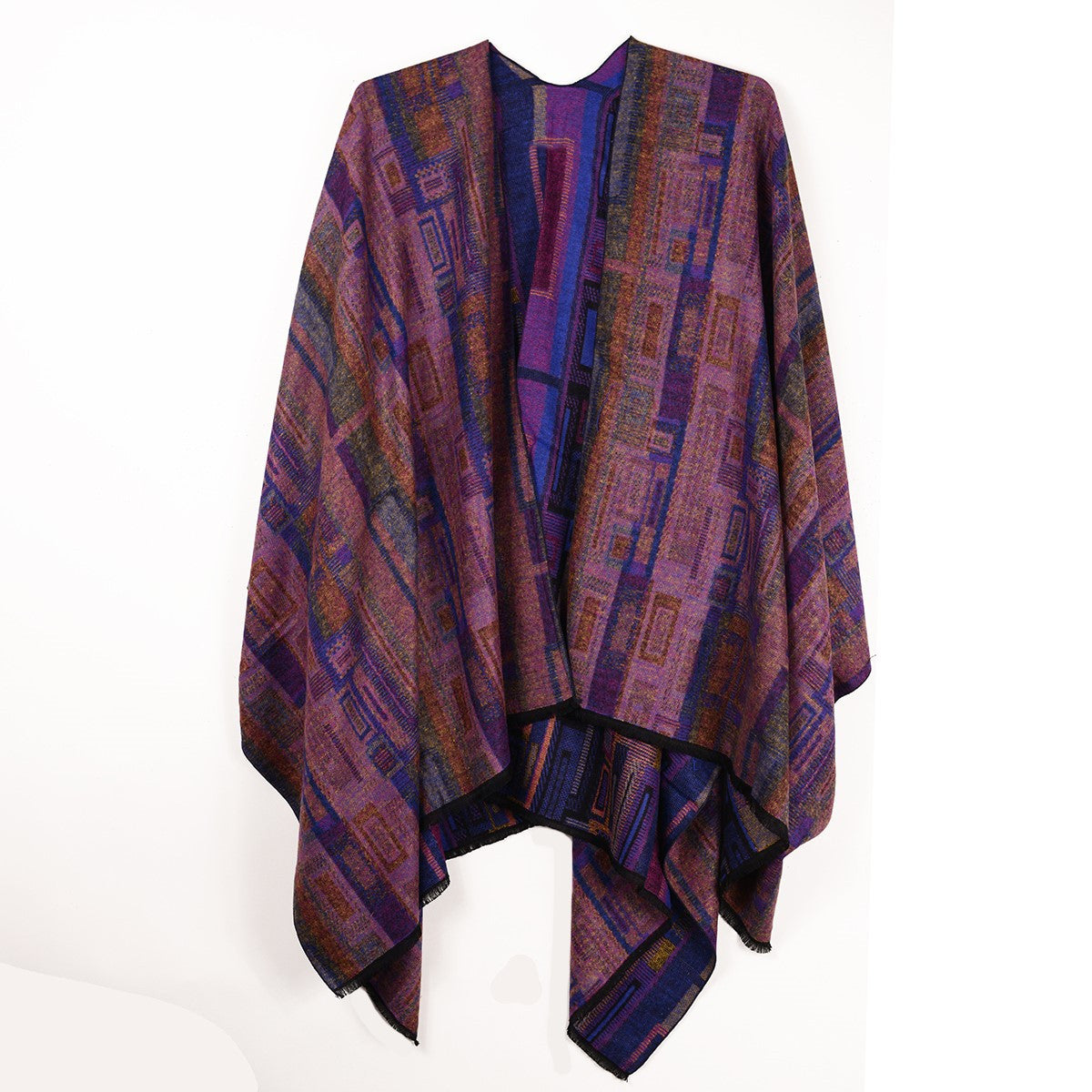 Rapti 100% Cashmere Reversible Ruana (#4) PURP/PNK