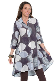 Lior Button Front Long Swing Shirt (S135-80-AR) (Taupe Beige)
