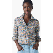 Nic & Zoe Up Beat Ikat Crinkle Shirt (S241640) BLU