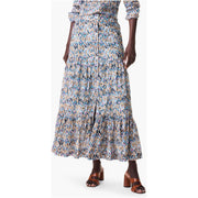 Nic & Zoe Up Beat Ikat Crinkle Tiered Skirt (S241708) BLU