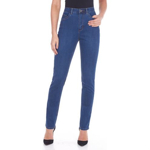 The Suzanne slim leg jean features five pockets with zipper front and one button, traditional belt loops and embroidered detail back pockets
This natural fit regular rise features a slim leg
The gently curved shape follows the body's contours
The bottom of the waistband sits slightly below the body's natural waist
Tailored hips and slimmer thighs create a long lean look while ensuring maximum comfort
30" inseam  
76% cotton 22% polyester 2% spandex 9oz denim 
Machine Wash 
Style#8473250