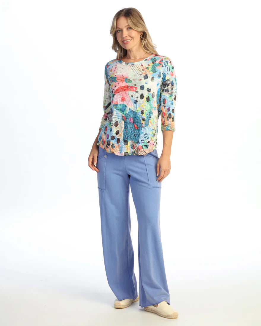 Jess & Jane Mod Crushed Round Neck Top (SC4-2206)(Multi)