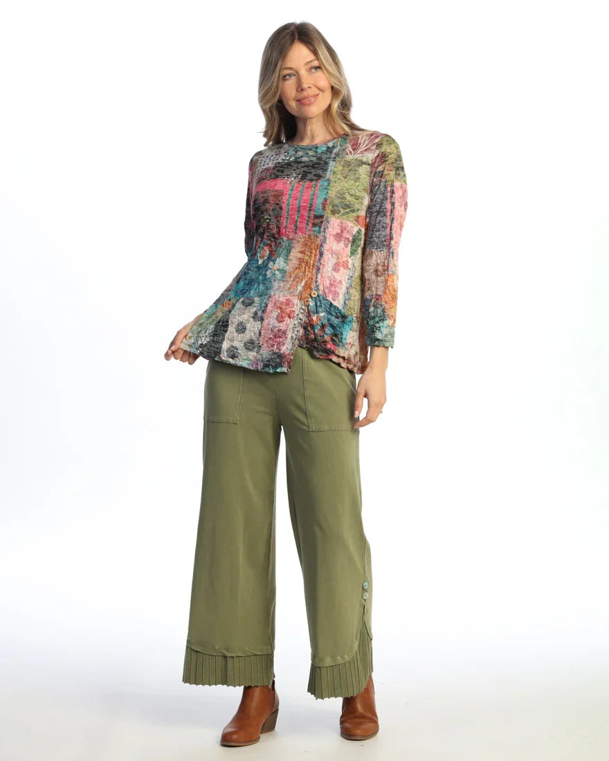 Jess & Jane Amazonia Crushed Asymmetric With Buttons Accents Top (SC6-2249)