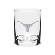 Texas Longhorn SEC & Logo Etched On The Rocks Glass