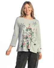 Jess & Jane Jolly Day Light Fleece Asymmetric Hem Pocket Tunic (SF8-2270)
